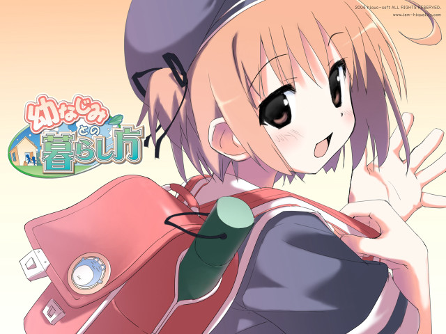 Girl backpack peace sign smile free wallpaper for desktop - medium preview image