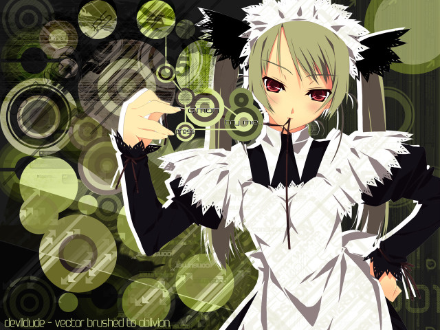 Anime maid white dress black free wallpaper for desktop - medium preview image