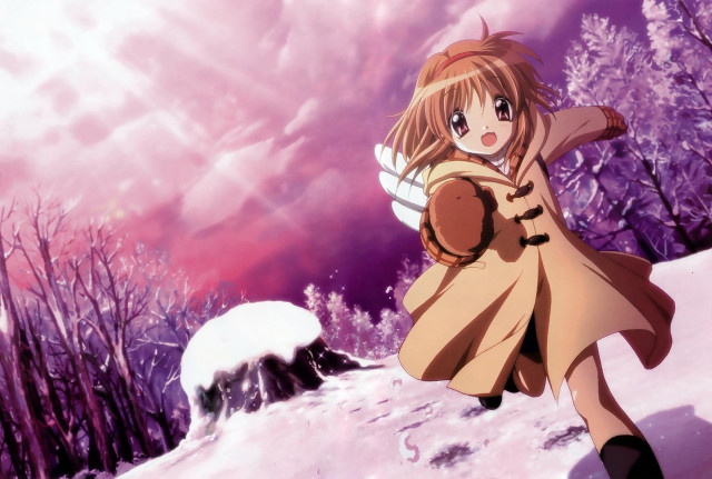 Girl snow angel coat mountain free wallpaper for desktop - medium preview image