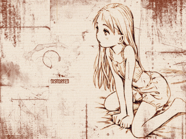 Girl sitting barelegs manga grungy free wallpaper for desktop - medium preview image