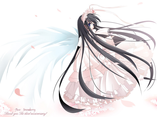 Angelic gothic woman flower petal free wallpaper for desktop - medium preview image