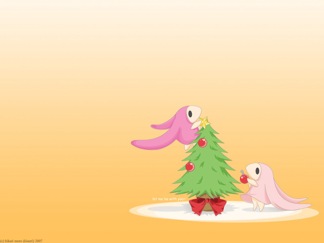 Pink bird christmas tree illustration free wallpaper for desktop - medium preview image