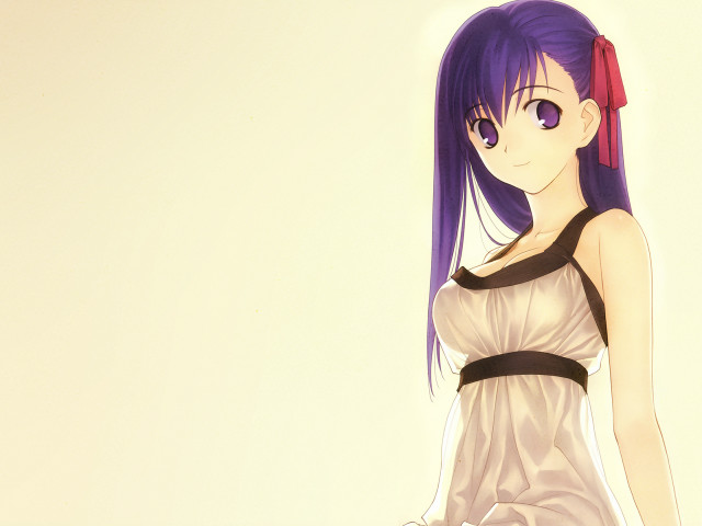 Purple hair white dress red free wallpaper for desktop - medium preview image