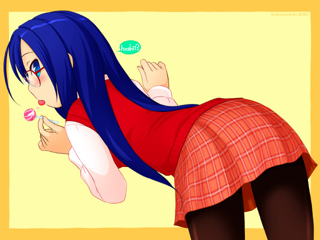 Bluehair girl redshirt wall anime free wallpaper for desktop - medium preview image