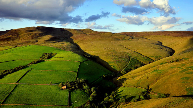 Green valley trees clouds tilt free wallpaper for desktop - medium preview image