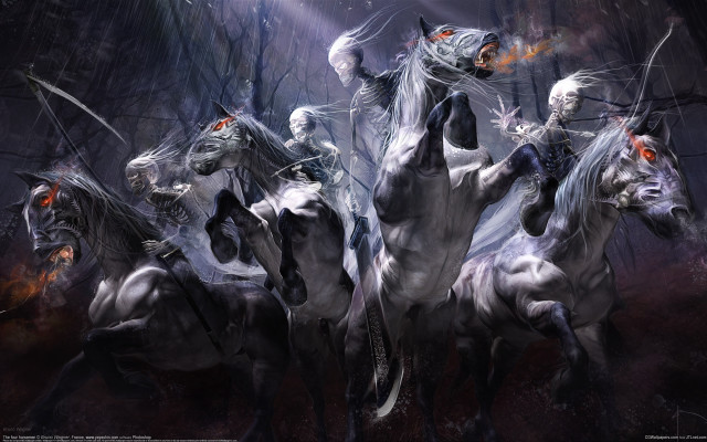 Horses forest rider magic fantasy free wallpaper for desktop - medium preview image