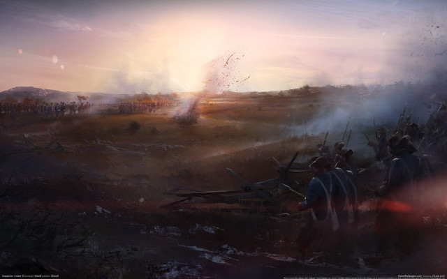 Battle scene matte painting orange free wallpaper for desktop - medium preview image