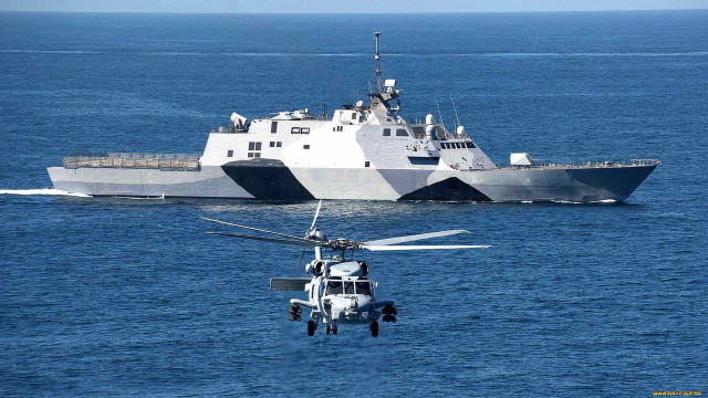 Helicopter ship ocean boat sunrise free wallpaper for desktop - medium preview image