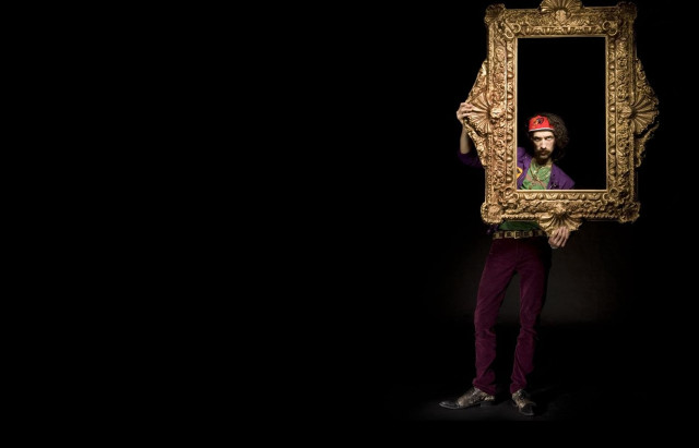 Man holding large mirror dark free wallpaper for desktop - medium preview image
