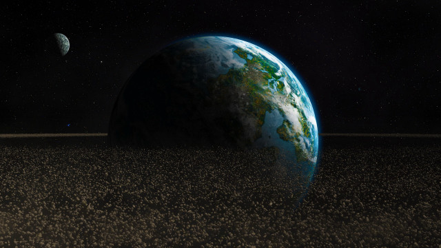 Earth moon stars space art #4 free wallpaper for desktop - medium preview image