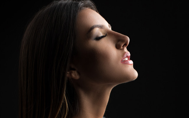 Woman closed eyes open mouth free wallpaper for desktop - medium preview image