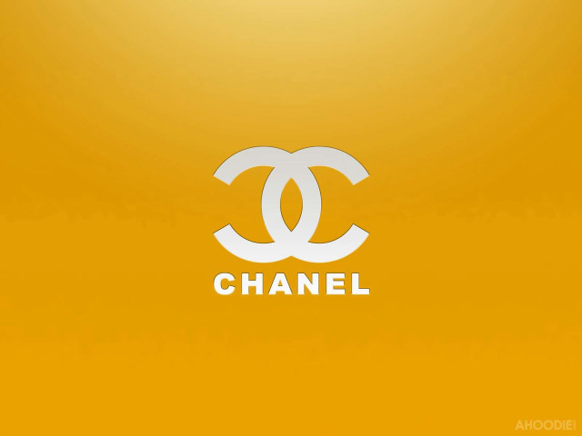 Yellow background chanel logo white free wallpaper for desktop - medium preview image