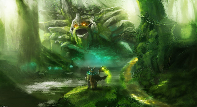 Monster forest man horse background free wallpaper for desktop - medium preview image
