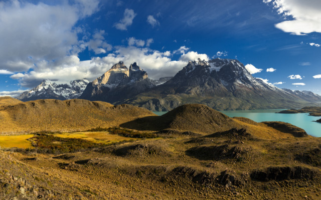 Mountain lake panorama clouds sky free wallpaper for desktop - medium preview image