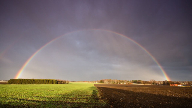 Double rainbow field crops farm free wallpaper for desktop - medium preview image