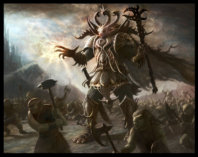 Horned man sword demon shoulder free wallpaper for desktop - medium preview image