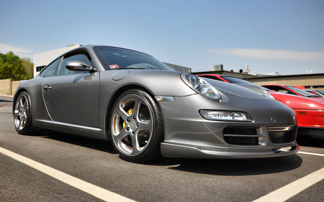 Silver sports car parking lot #8 free wallpaper for desktop - medium preview image