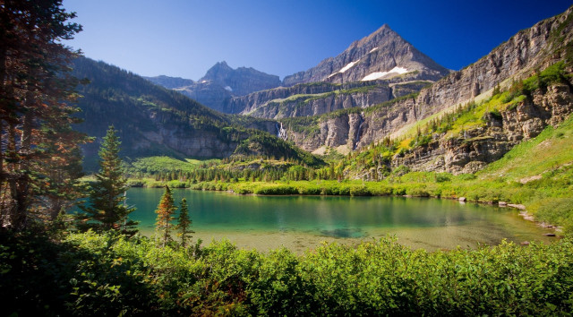 Mountain lake forest blue sky #2 free wallpaper for desktop - medium preview image