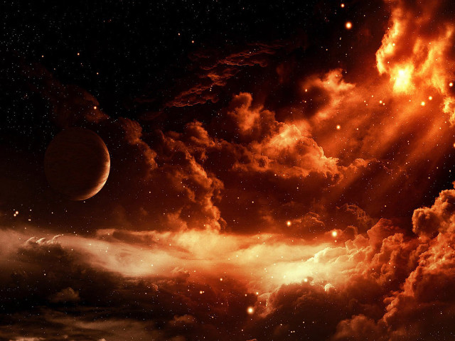 Dark sky orange light space free wallpaper for desktop - medium preview image