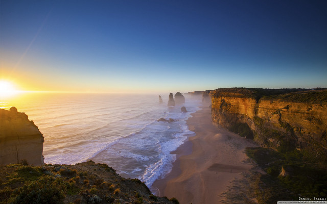 Ocean cliffs sunset view clifftop free wallpaper for desktop - medium preview image