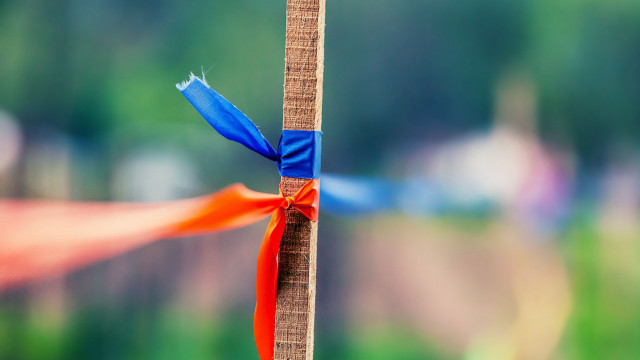Cross blue ribbon red ribbons free wallpaper for desktop - medium preview image