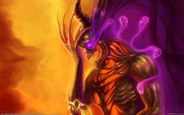Demonic horned creature purple light #2 free wallpaper for desktop - medium preview image
