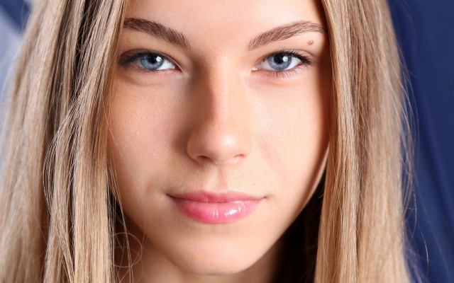 Blonde woman blue eyes blue #3 free wallpaper for desktop - medium preview image