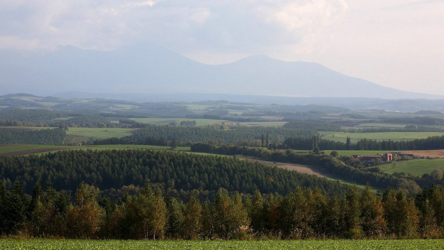 Lush green countryside house mountains free wallpaper for desktop - medium preview image