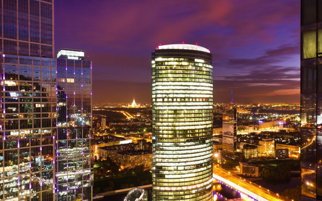 Tokyo city skyline night clock free wallpaper for desktop - medium preview image