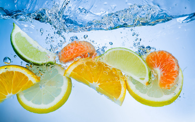Oranges limes floating water bubbles free wallpaper for desktop - medium preview image