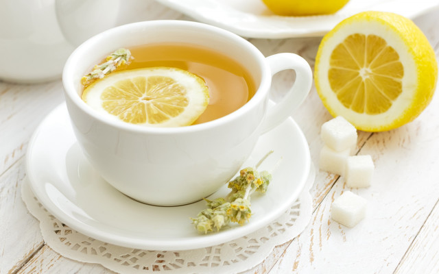 Cup tea lemon marshmallows plate free wallpaper for desktop - medium preview image