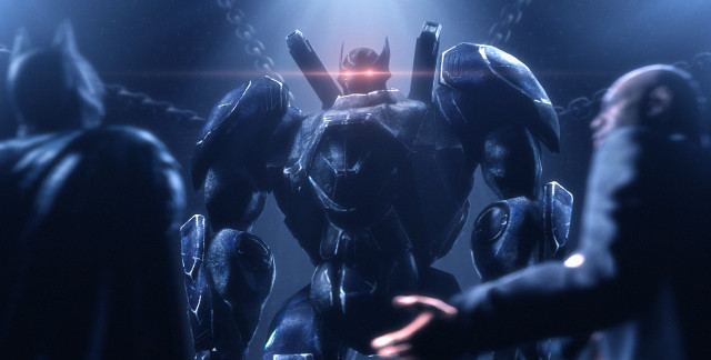 Man suit robot dark room free wallpaper for desktop - medium preview image