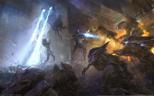 Sci fi battle embers flame free wallpaper for desktop - medium preview image