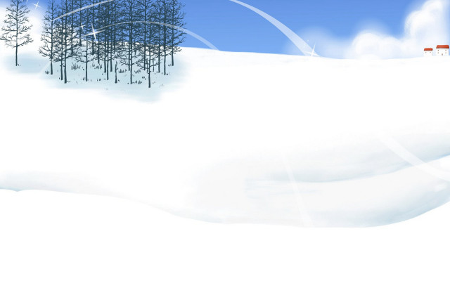 Snowy landscape red flag trees free wallpaper for desktop - medium preview image