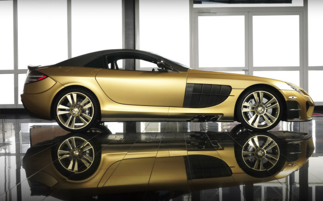 Gold car shiny room reflection free wallpaper for desktop - medium preview image