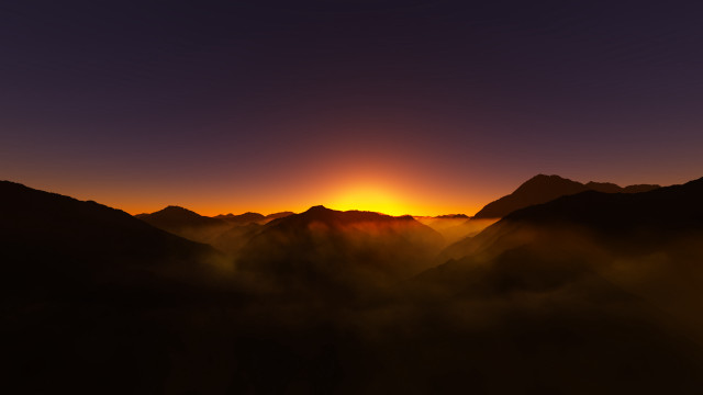 Sunset mountains bright sun clouds free wallpaper for desktop - medium preview image