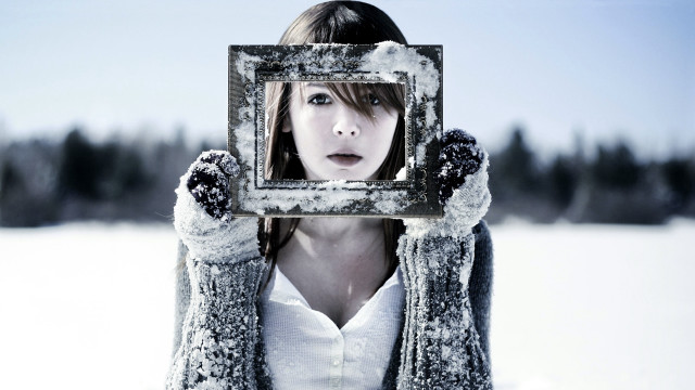 Woman snowy portrait hood fur free wallpaper for desktop - medium preview image