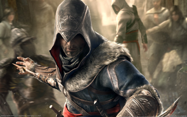 Forest hooded sword man blurry free wallpaper for desktop - medium preview image