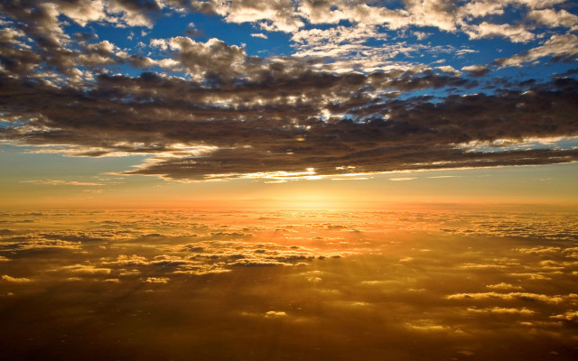 Sunset clouds landscape orange sky free wallpaper for desktop - medium preview image
