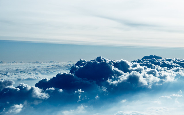 Clouds sky plane horizon ocean free wallpaper for desktop - medium preview image