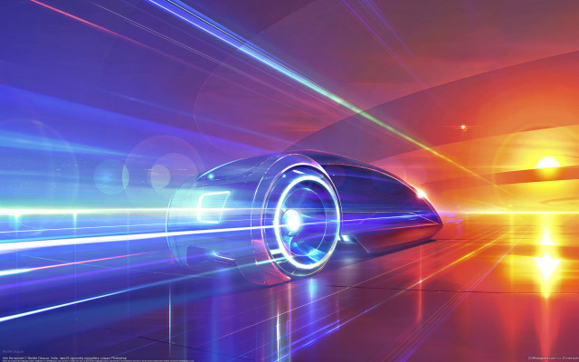 Futuristic car tunnel light bokeh free wallpaper for desktop - medium preview image