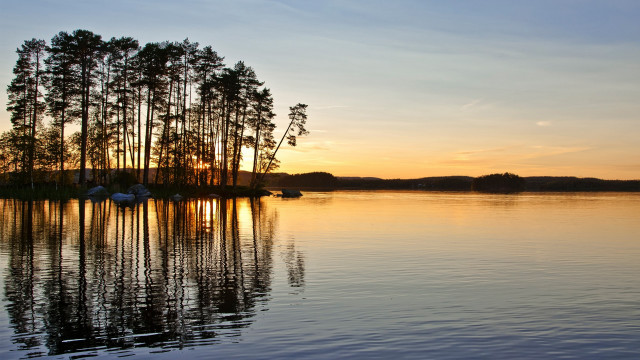 Hudson river sunset lake boats free wallpaper for desktop - medium preview image