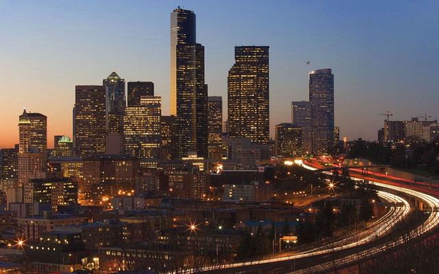 City skyline train night lights #6 free wallpaper for desktop - medium preview image