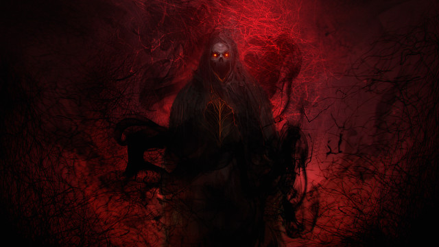Creepy creature red eyes dark free wallpaper for desktop - medium preview image