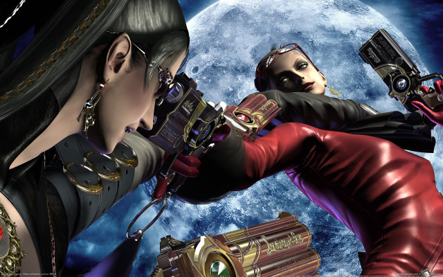 Moon girls guns night sky free wallpaper for desktop - medium preview image