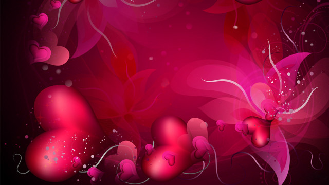 Red hearts swirls abstract glowing free wallpaper for desktop - medium preview image
