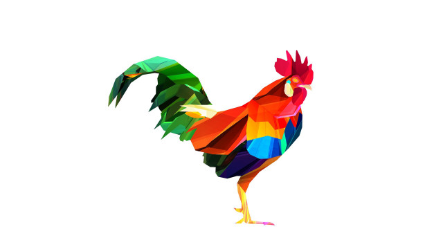 Colorful rooster folk art vector free wallpaper for desktop - medium preview image