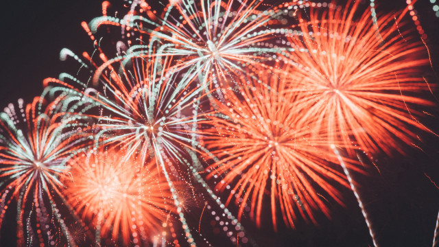 Fireworks night sky kimono sunset free wallpaper for desktop - medium preview image