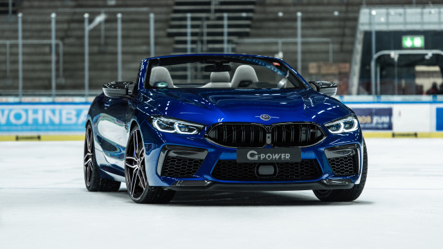 Blue bmw convertible ice rink free wallpaper for desktop - medium preview image