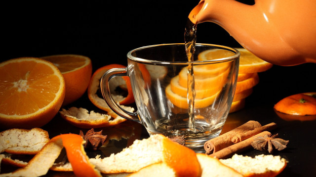 Orange juice glass cinnamon slices free wallpaper for desktop - medium preview image